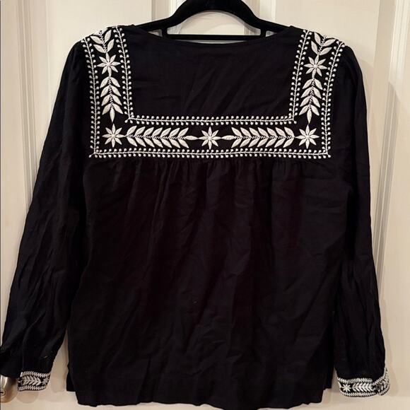 J. Crew Voile Embroidered Black with White Blouse Size S - Picture 9 of 11